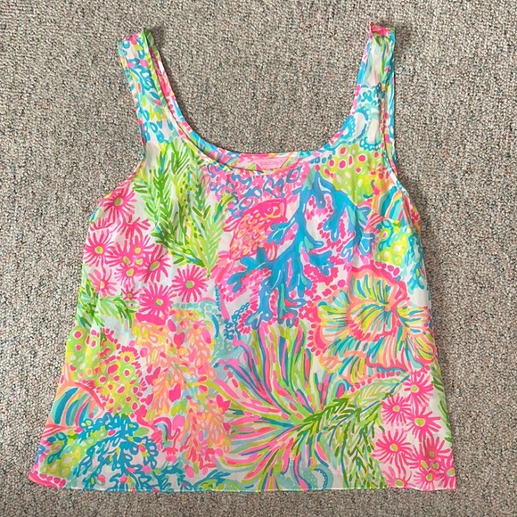 Lilly Pulitzer Tops - Lilly Pulitzer Silk Vibrant Floral Tank Top